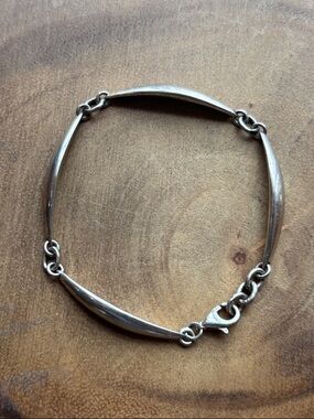 Sterling Silver Link Bracelet - Sleek Curved Bars